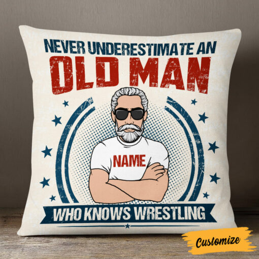 Personalized Wrestling Dad Grandpa Pillow