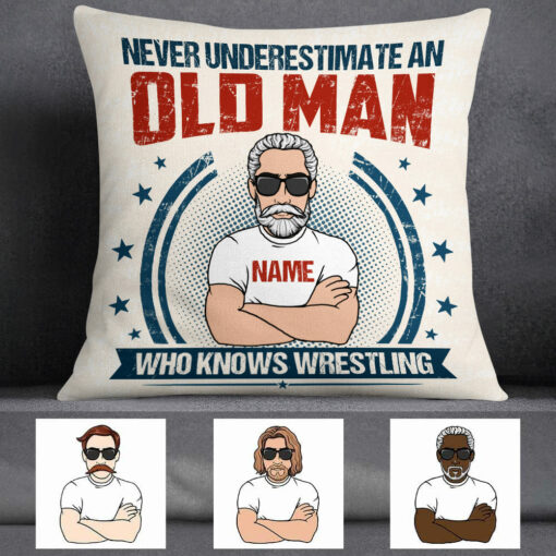 Personalized Wrestling Dad Grandpa Pillow