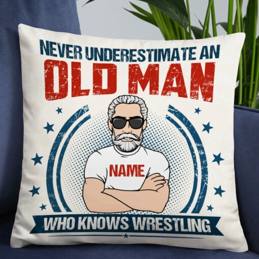 Personalized Wrestling Dad Grandpa Pillow