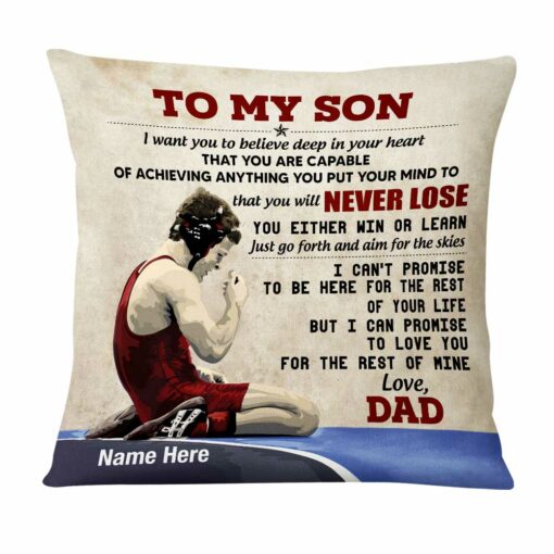 Personalized Wrestling Dad To My Son Pillow