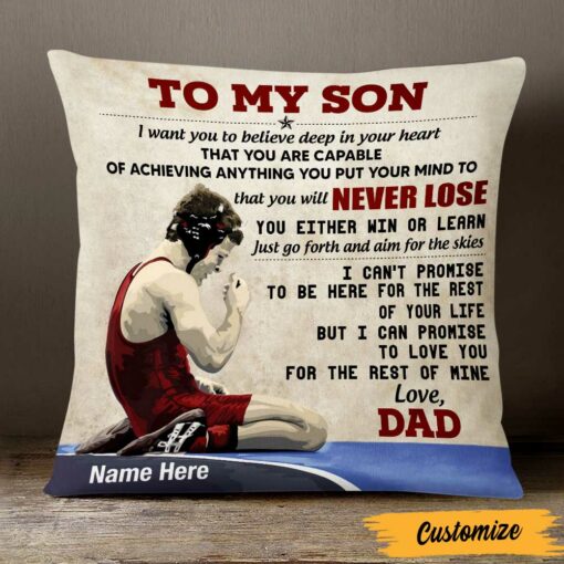 Personalized Wrestling Dad To My Son Pillow