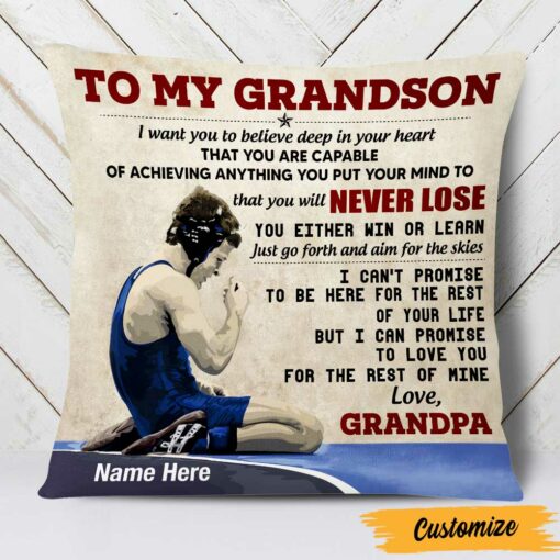 Personalized Wrestling Dad To My Son Pillow