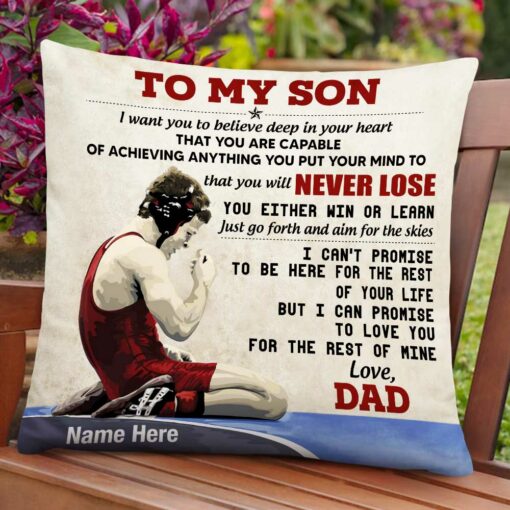 Personalized Wrestling Dad To My Son Pillow