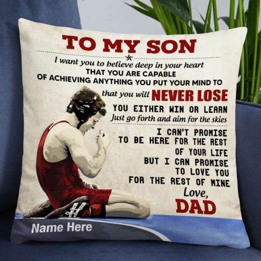 Personalized Wrestling Dad To My Son Pillow