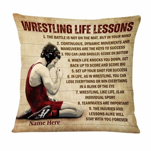 Personalized Wrestling Life Lessons Rectangle Pillow