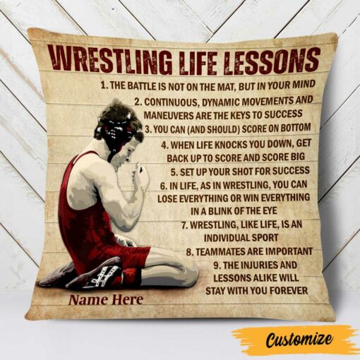 Personalized Wrestling Life Lessons Rectangle Pillow