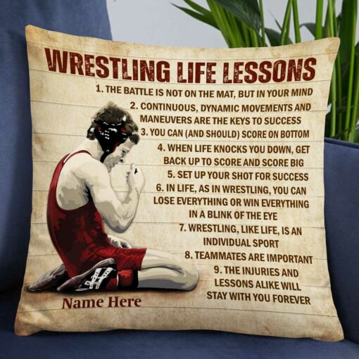 Personalized Wrestling Life Lessons Rectangle Pillow