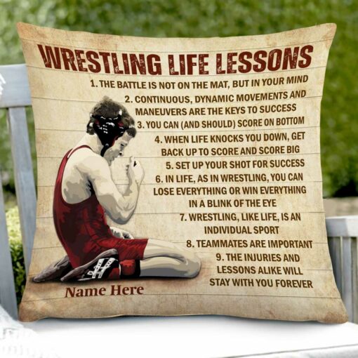 Personalized Wrestling Life Lessons Rectangle Pillow