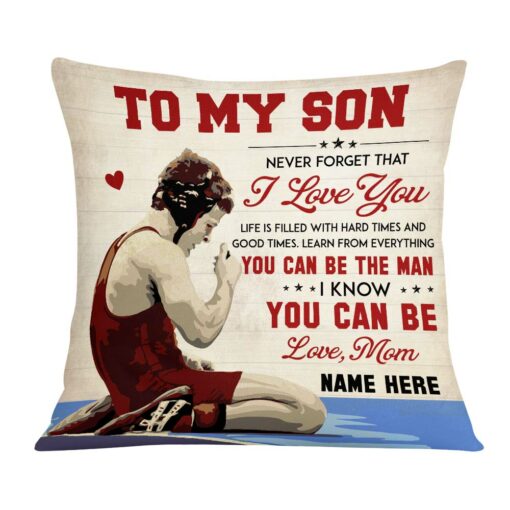 Personalized Wrestling Mom To Son Pillow