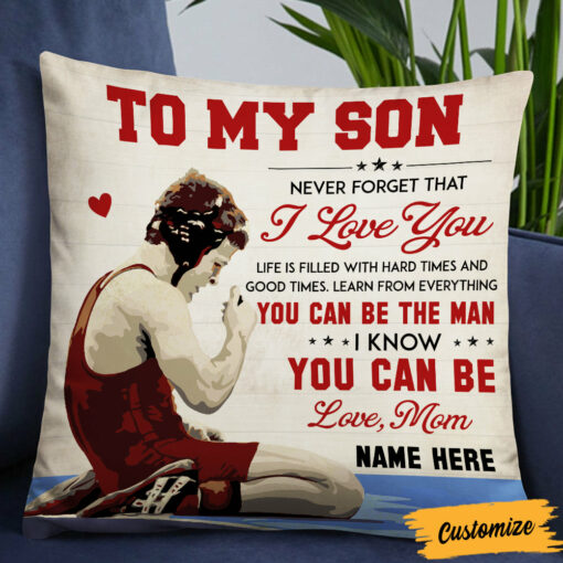 Personalized Wrestling Mom To Son Pillow