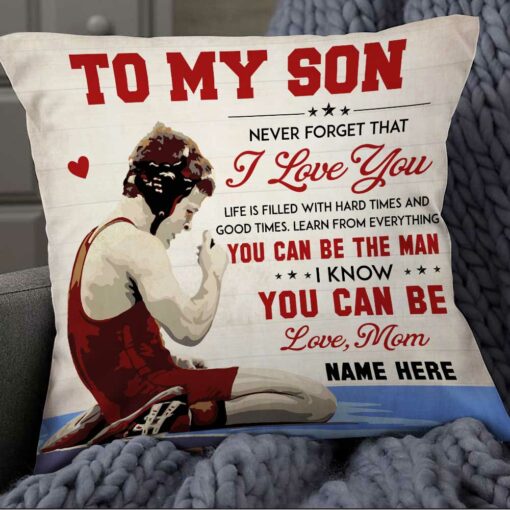 Personalized Wrestling Mom To Son Pillow