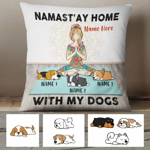 Personalized Yoga Stay Home With Dog Girl Pillow