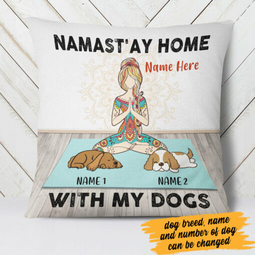 Personalized Yoga Stay Home With Dog Girl Pillow