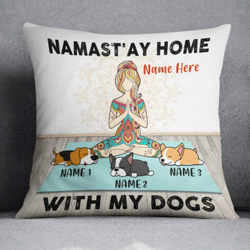 Personalized Yoga Stay Home With Dog Girl Pillow