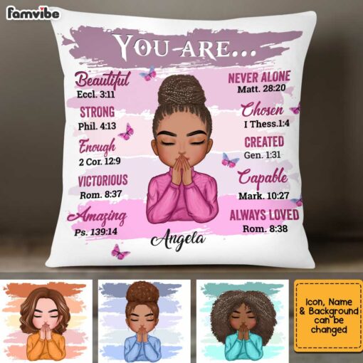 Personalized You Are Beautiful Daughter Praying Girl Pillow