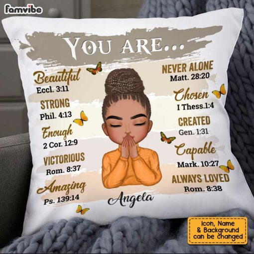 Personalized You Are Beautiful Daughter Praying Girl Pillow