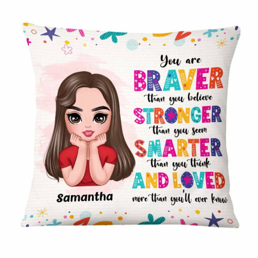 Personalized You Are Braver You Are Strong Kids Affirmations Pillow