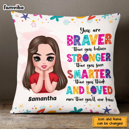 Personalized You Are Braver You Are Strong Kids Affirmations Pillow