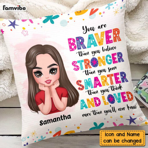 Personalized You Are Braver You Are Strong Kids Affirmations Pillow