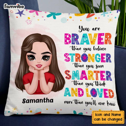 Personalized You Are Braver You Are Strong Kids Affirmations Pillow