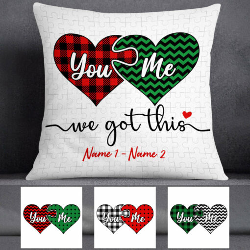 Personalized You & Me Heart Couple Pillow