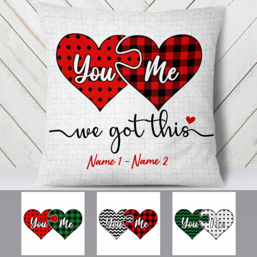 Personalized You & Me Heart Couple Pillow