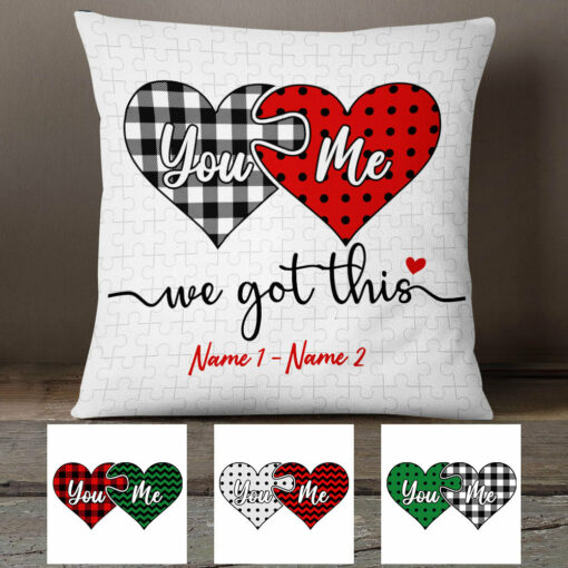 Personalized You & Me Heart Couple Pillow