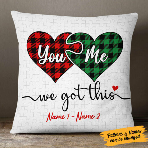 Personalized You & Me Heart Couple Pillow