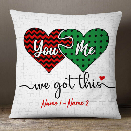 Personalized You & Me Heart Couple Pillow