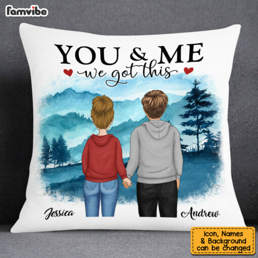 Personalized You & Me We Got This Watercolor Mountain Beach View Pillow