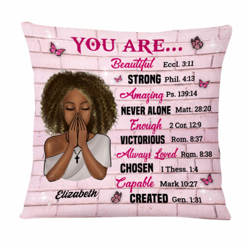 Personalized You are Beautiful Victorious Enough Created Strong Bible Verse Pillow