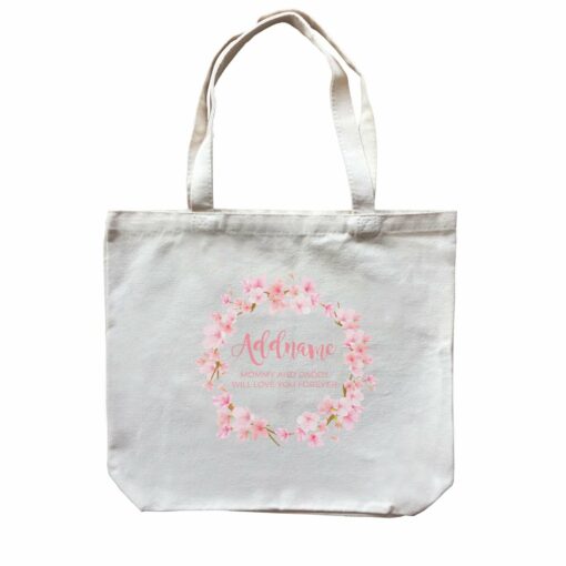 Pink Flower Garland Personalisable with Name and Text Canvas Bag