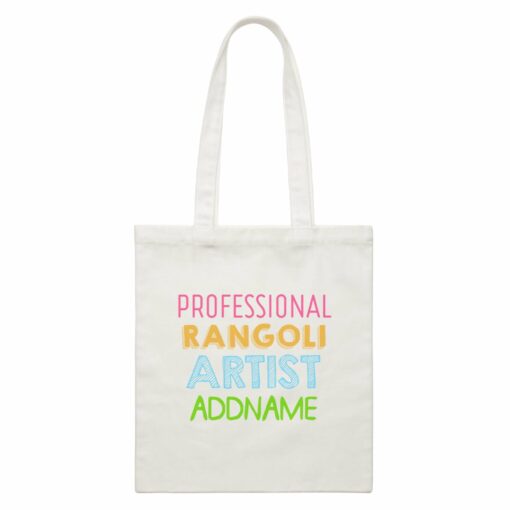 Professional Rangoli Artist Addname White Canvas Bag