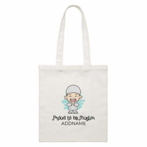 Proud To Be Muslim Happy Man Addname White White Canvas Bag