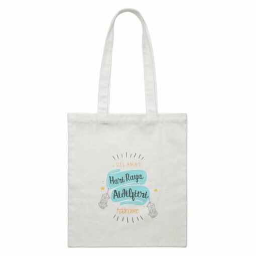 Raya Banner Selamat Hari Raya Aidilfitri Addname Accessories White Canvas Bag