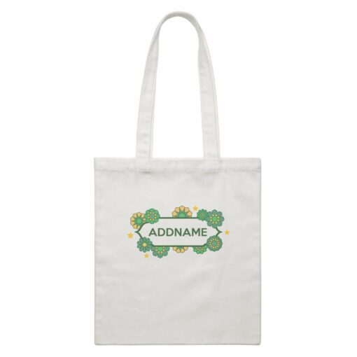 Raya Chest Islamic Geometric Pattern Addname White Canvas Bag