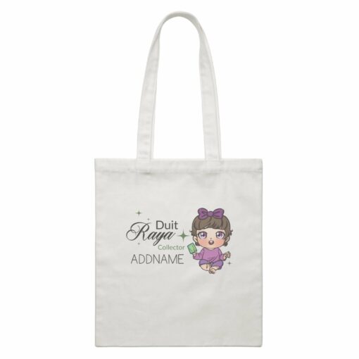 Raya Chibi Baby Baby Girl Duit Raya Collector Addname White Canvas Bag