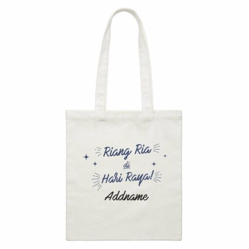 Riang Ria Di Hari Raya Raya Typography White Canvas Bag