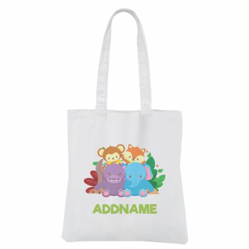 Safari Animal White Canvas Bag