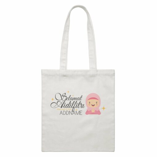 Selamat Aidilfitri Lady White Canvas Bag