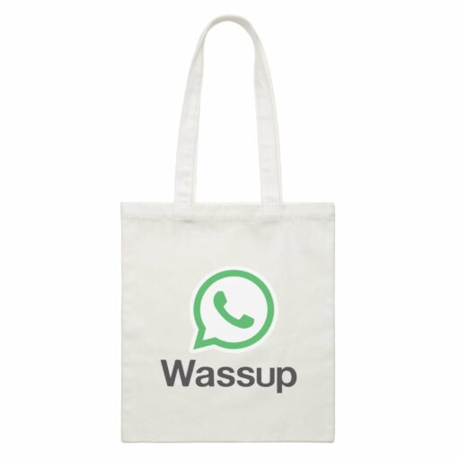 Slang Statement Wassup Accessories White Canvas Bag