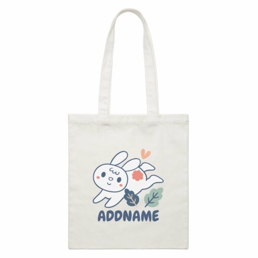 Super Cute Rabbit Running In Field White Canvas Bag