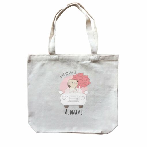 Sweet Animals Sketches Car in Cat I’m So Loved Addname Canvas Bag