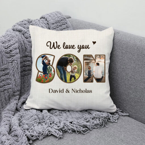 We Love You Son Personalized Photo Pillow, Gifts For Son, Son Gifts From Mom And Dad – Best Personalized Gifts For Everyone