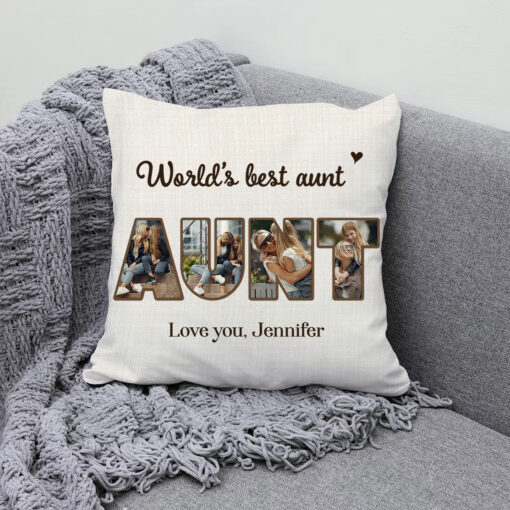 World’s Best Aunt Personalized Photo Pillow, Aunt Gifts, Auntie Gifts From Niece – Best Personalized Gifts For Everyone