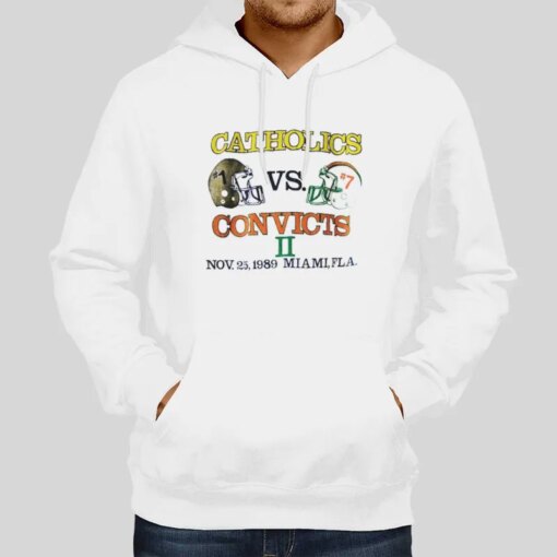 80s Vintage Notre Dame Miami Catholics Vs Convicts Shirt