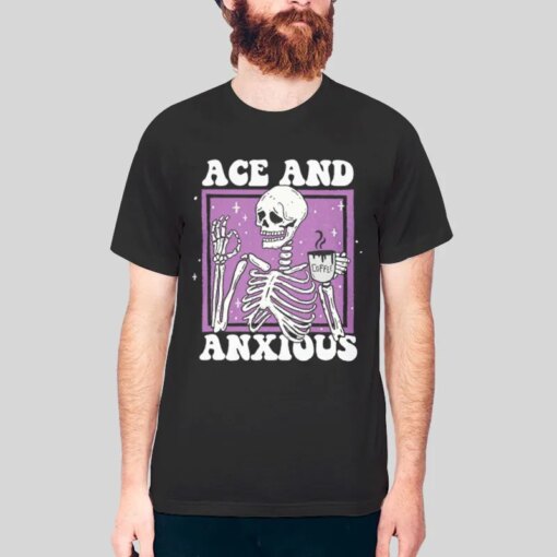 Ace And Anxious Asexual Skeleton Coffee Lgbtq Shirt