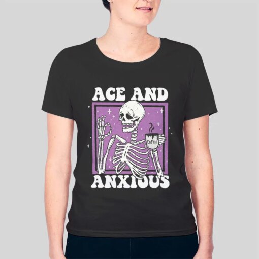 Ace And Anxious Asexual Skeleton Coffee Lgbtq Shirt