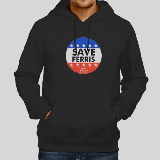 American Flag Button Save Ferris T Shirt