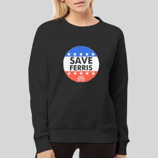 American Flag Button Save Ferris T Shirt